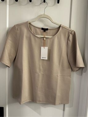 Quince Short Sleeve Crewneck Top in Beige